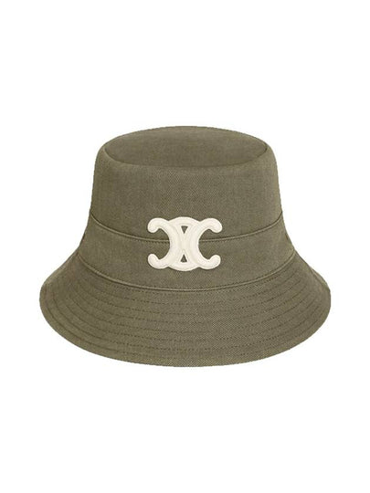 Triomphe Cotton Gabardine Bucket Hat Khaki - CELINE - BALAAN 2