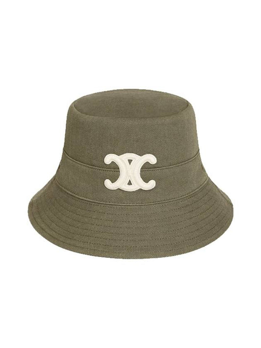 Triope Cotton Gabardine Eyelet Bucket Hat Khaki - CELINE - BALAAN.