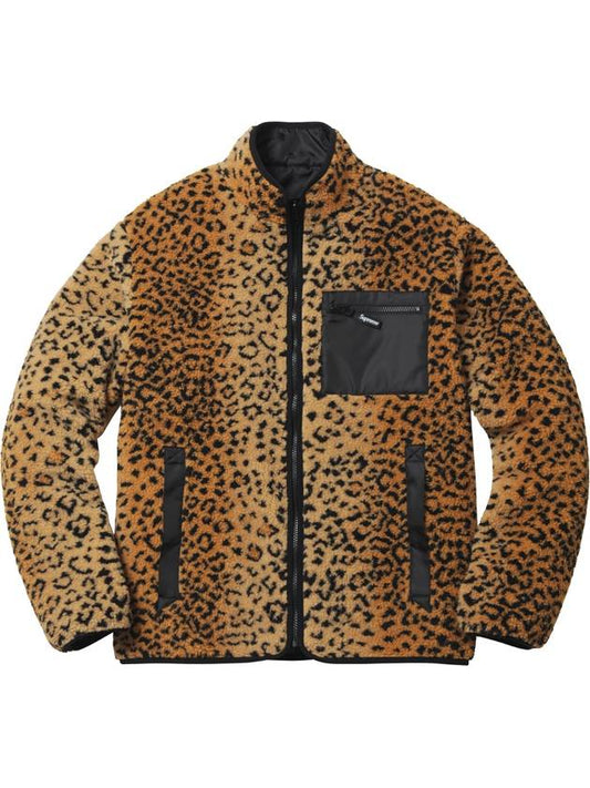 Leopard Fleece Reversible Jacket Black - SUPREME - BALAAN 1