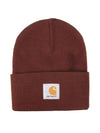 Logo Patch Watch Acrylic Knit Beanie Brown - CARHARTT - BALAAN.