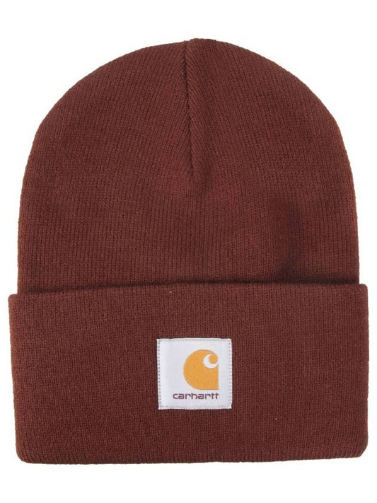 Logo Patch Watch Acrylic Knit Beanie Brown - CARHARTT - BALAAN.