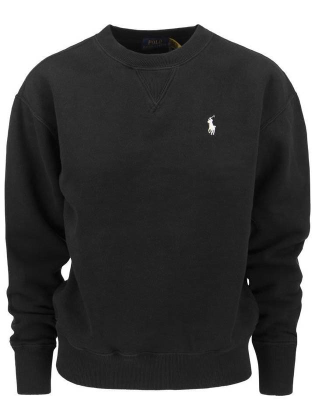 Embroidered Logo Pony Fleece Sweatshirt Black - POLO RALPH LAUREN - BALAAN 2