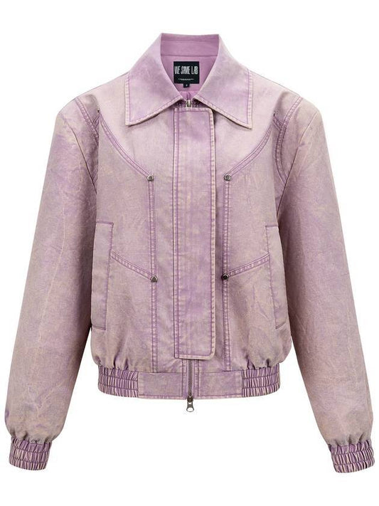 Women's Two-Pocket Cotton Bomber Jacket Light Purple - WESAME LAB - BALAAN 1