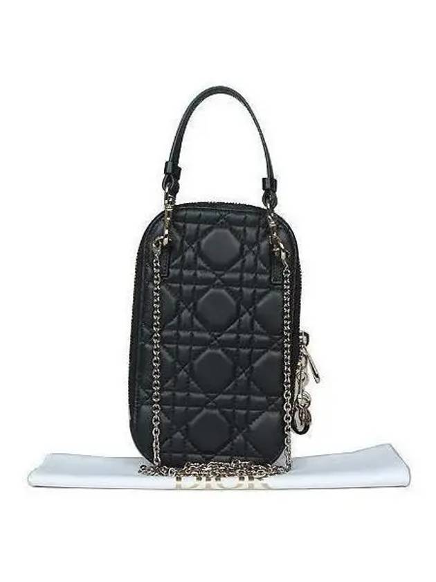 S0872ONMJ Lady Black Cannage Lambskin Cell Phone Holder Chain Cross Bag - DIOR - BALAAN 3