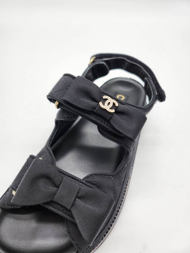 Women's Ribbon Velcro Sandals Black - CHANEL - BALAAN 7