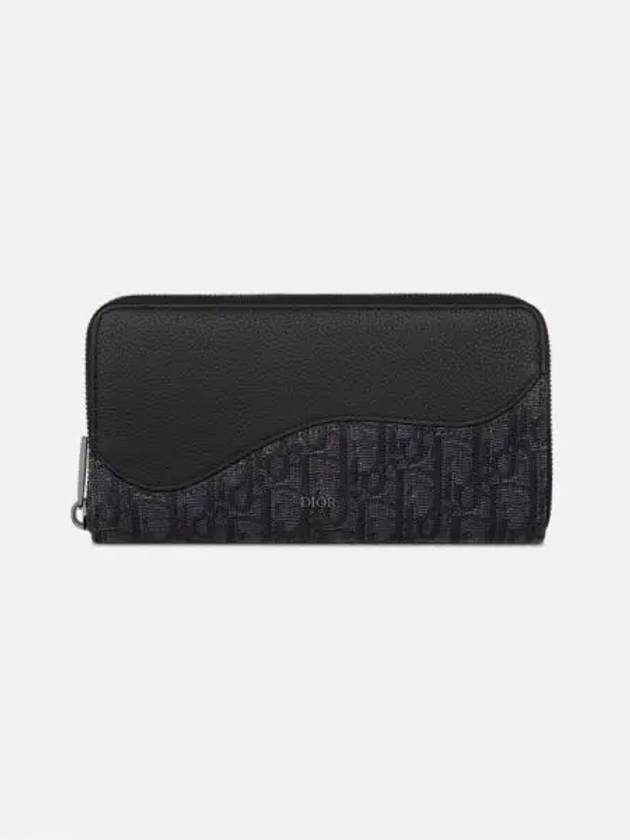 Oblique Saddle Zipper Long Wallet Black - DIOR - BALAAN 2