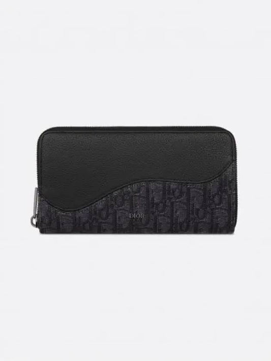 Oblique Saddle Zipper Long Wallet Black - DIOR - BALAAN 2