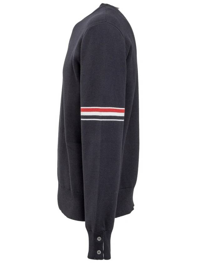 Men's Milan Stitch Armband Crew Neck Knit Top Navy - THOM BROWNE - BALAAN 3