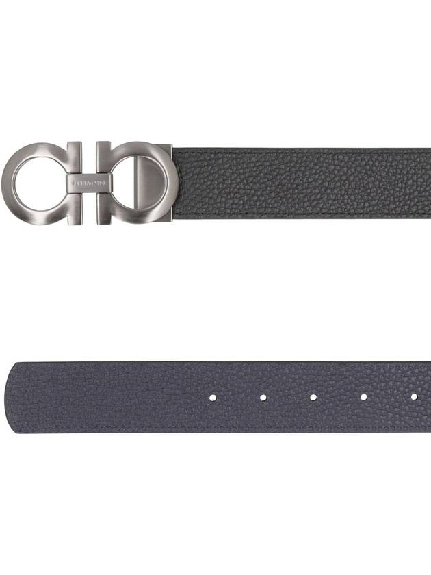 Gancini Reversible Adjustable Leather Belt Midnight Blue - SALVATORE FERRAGAMO - BALAAN 5