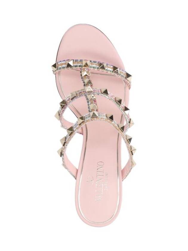 Garavani Rockstud Leather Sandals Heel Pink - VALENTINO - BALAAN 6