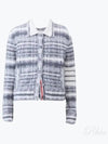 Tartan Check 4 Bar Cardigan Grey - THOM BROWNE - BALAAN 2