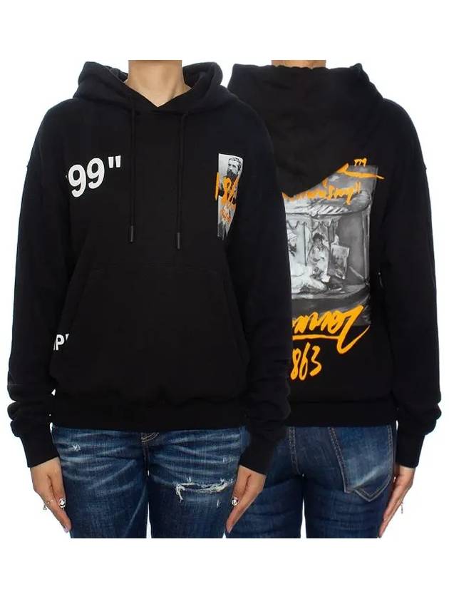 Impressionism Printing Hooded Sweatshirt Black OMBB037R - OFF WHITE - BALAAN 1