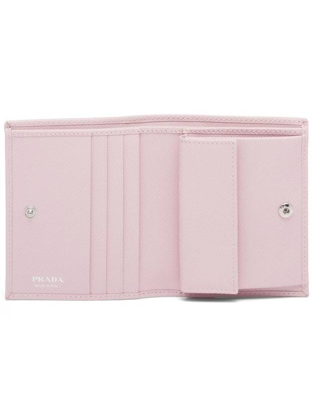 Gold Triangle Logo Saffiano Half Wallet Alabaster Pink - PRADA - BALAAN 5