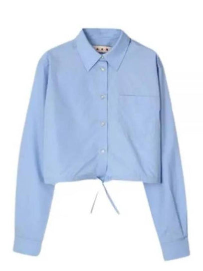 Poplin Cropped Organic Cotton Shirt Blue - MARNI - BALAAN 2