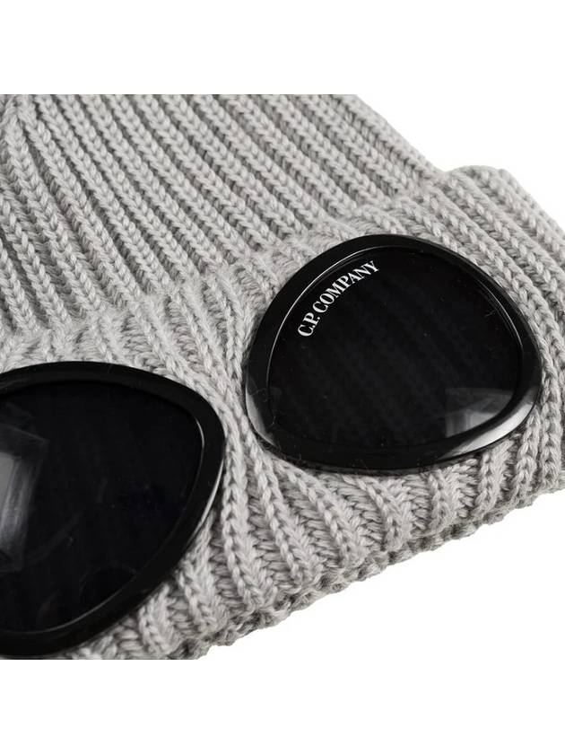 Extra Fine Merino Wool Goggle Beanie Grey - CP COMPANY - BALAAN 3