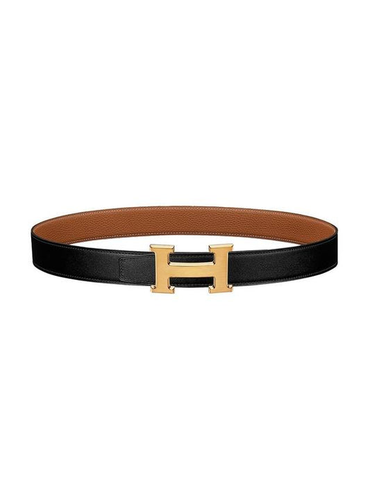 H Buckle Reversible 32mm Leather Noir Gold - HERMES - BALAAN 1