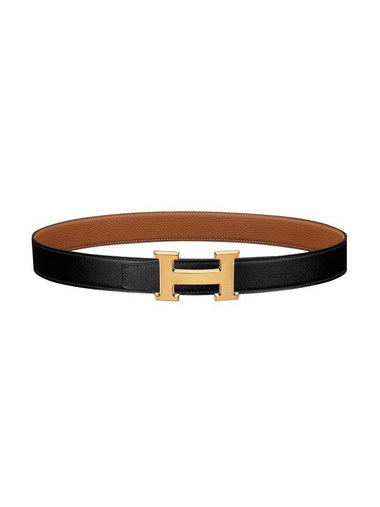 H Buckle Reversible 32mm Leather Noir Gold - HERMES - BALAAN 1