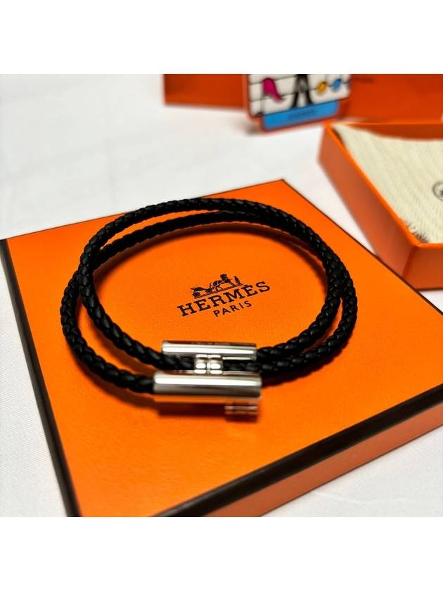 Tunis Tresse Palladium Bracelet Noir - HERMES - BALAAN 2