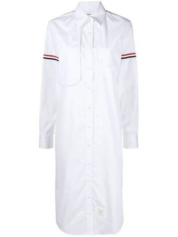 Armband Easy Fit Shirt Midi Dress White - THOM BROWNE - BALAAN 1