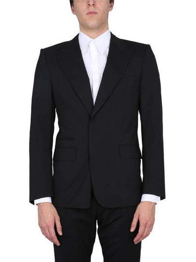 Men's Single Breasted Stretch Wool Jacket Black - DOLCE&GABBANA - BALAAN 2