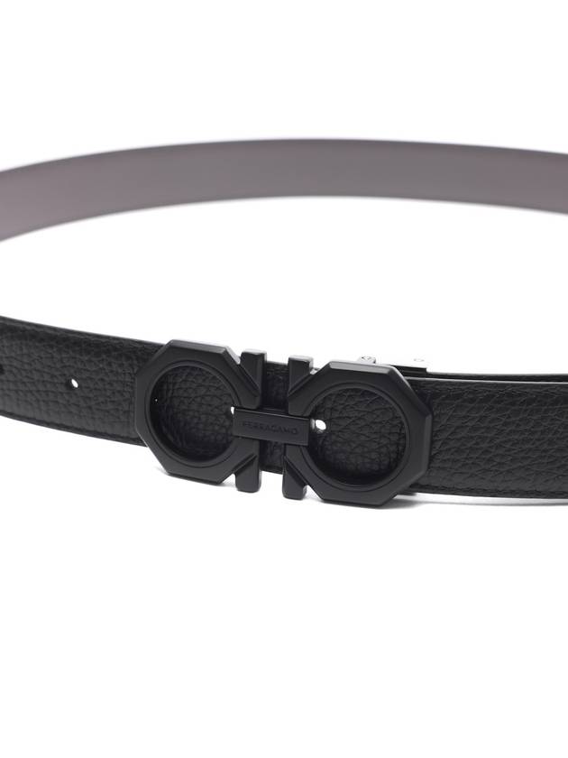 Reversible Gancini Leather Belt Black - SALVATORE FERRAGAMO - BALAAN 4