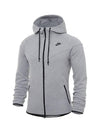 Logo Cotton Blend Tech Fleece Zip-up Hoodie Grey - NIKE - BALAAN 5