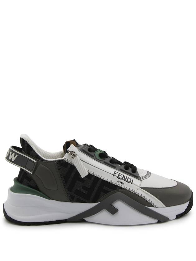 Flow FF Jacquard Leather Running Low Top Sneakers Grey - FENDI - BALAAN 3