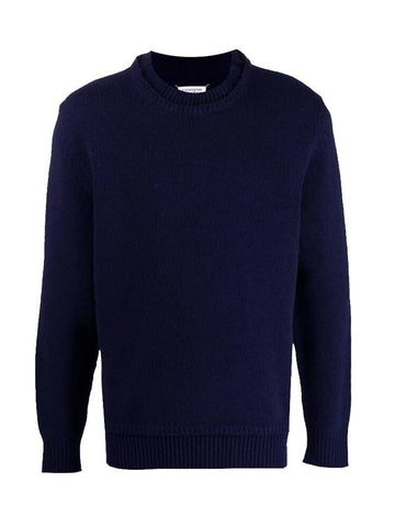 Elbow Patch Wool Knit Top Navy - MAISON MARGIELA - BALAAN 1