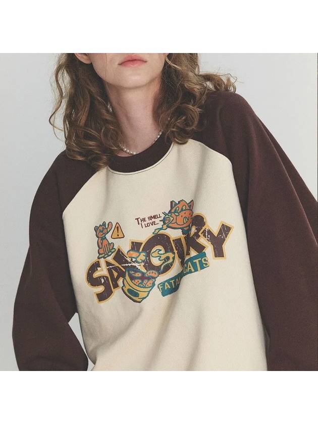 SNACK CAT Raglan Sweatshirt Brown - CPGN STUDIO - BALAAN 1