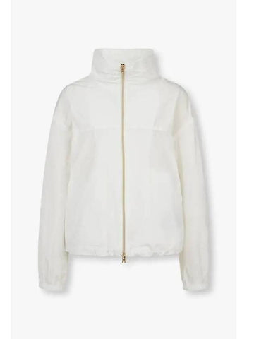 Women s Gathered High Neck Zip Up Jacket White - HERNO - BALAAN 1