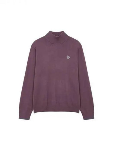 PS zebra patch roll neck knit purple 270826 - PAUL SMITH - BALAAN 1