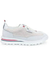 Tech Runner Shearling Suede Low Top Sneakers White - THOM BROWNE - BALAAN 2