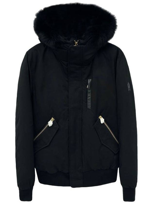 Dixon Nordic Tech Down Blue Fur Bomber Jacket Black Gold - MACKAGE - BALAAN 2