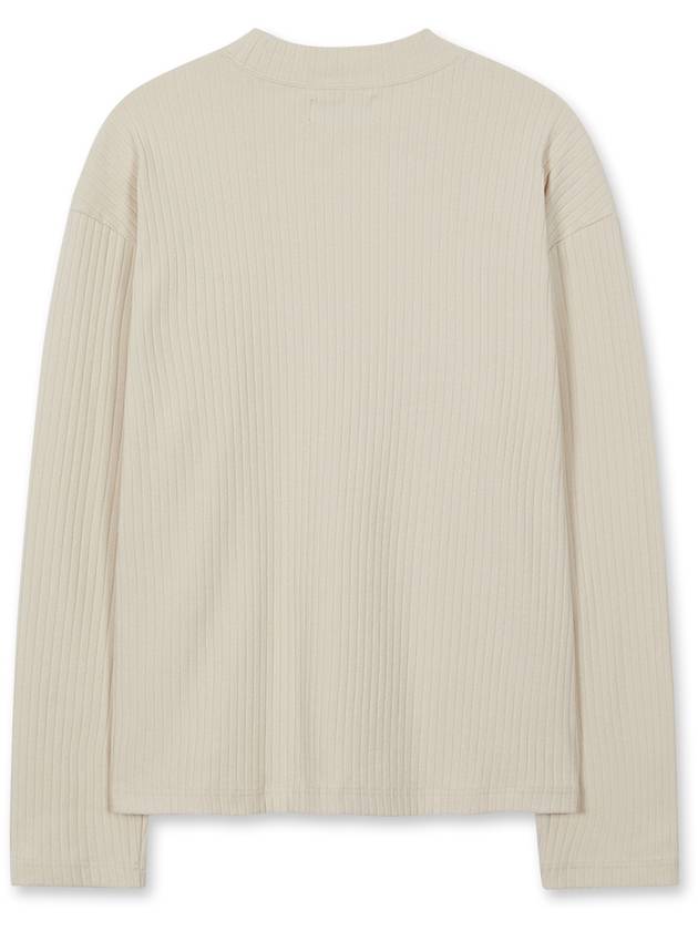 Loose Ribbed Mock Neck Knit Top Cream - WEST GRAND BOULEVARD - BALAAN 3