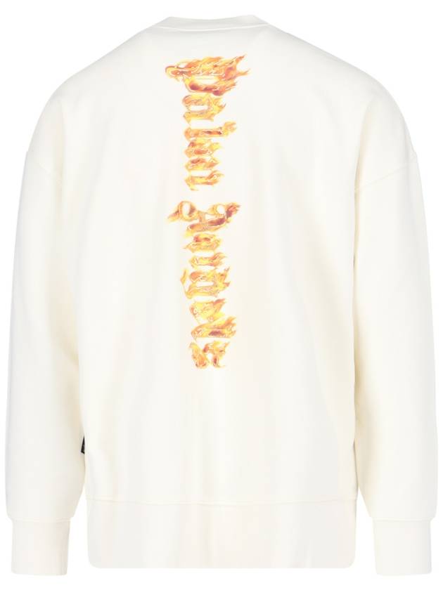 Palm Angels Burning Crew Neck Sweatshirt Off White - PALM ANGELS - BALAAN 3