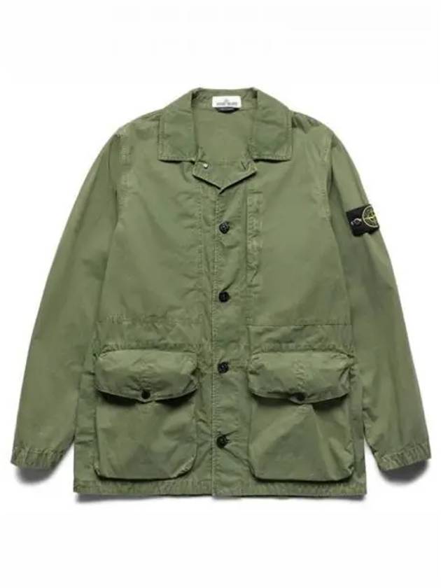 Brushed Cotton Canvas Old Effect Jacket Green - STONE ISLAND - BALAAN 2