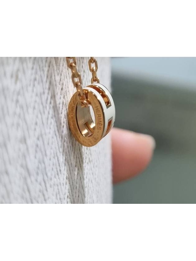 Mini Pop H Pendant Rose Gold & Blanc - HERMES - BALAAN 6