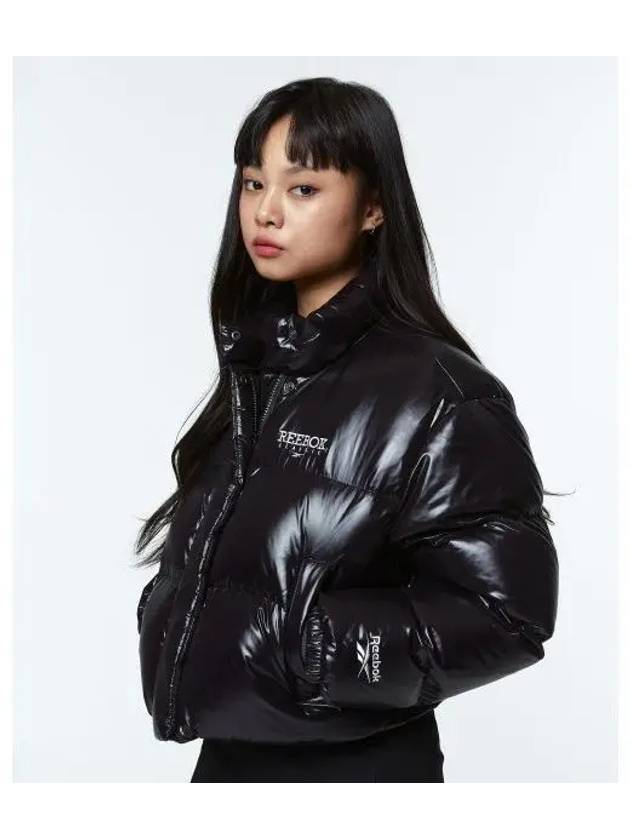 Classic Vector Glossy Crop Down Jacket Women Black - REEBOK - BALAAN 1