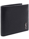 Tiny Cassandre East West Leather Half Wallet Black - SAINT LAURENT - BALAAN 4