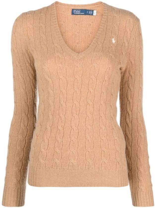 Kimberly Embroidered Logo Pony Cable Knit Top Beige - POLO RALPH LAUREN - BALAAN 1