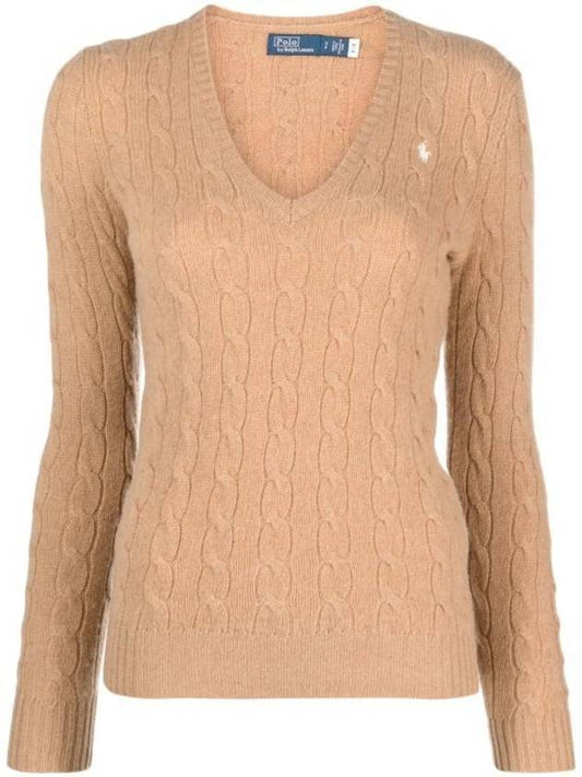 Kimberly Embroidered Logo Pony Cable Knit Top Beige - POLO RALPH LAUREN - BALAAN 1