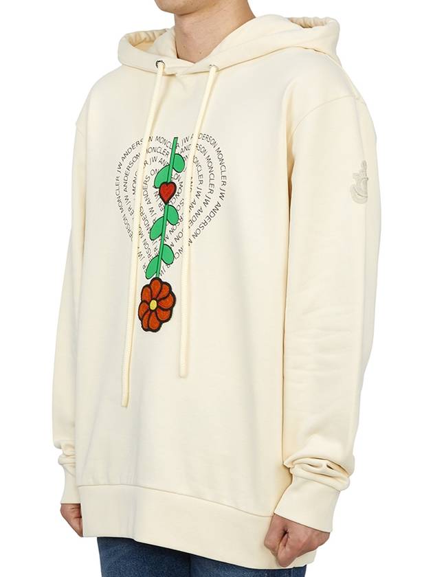 JW Anderson Flower Fleece Jersey Hooded Top Beige - MONCLER - BALAAN.