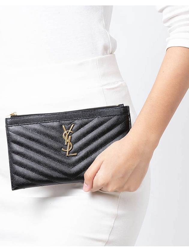 Monogram Quilted Bill Pouch Clutch Bag Black - SAINT LAURENT - BALAAN 7