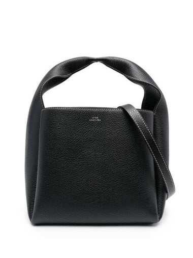 Logo Detail Pebbled Leather Tote Bag Black - TOTEME - BALAAN 1