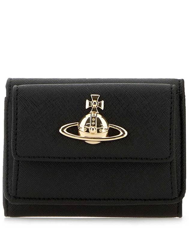 ORB Plaque Flap Half Wallet Black - VIVIENNE WESTWOOD - BALAAN 1