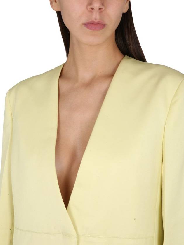 Women's Split Back V-Neck Blazer Jacket Yellow - JIL SANDER - BALAAN 5