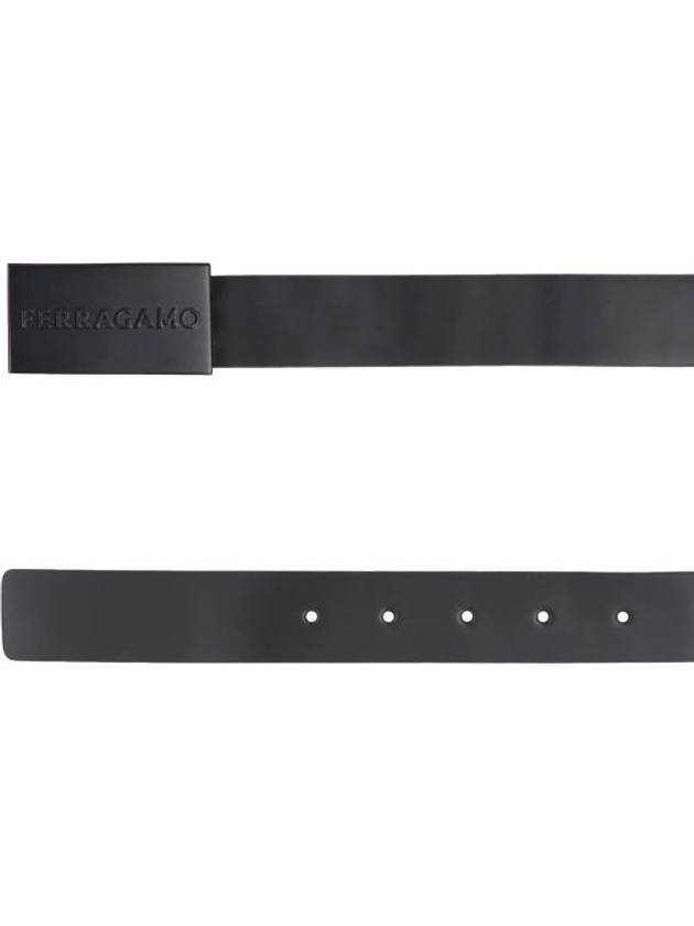 Men's Logo Square Leather Belt Black - SALVATORE FERRAGAMO - BALAAN 4