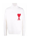 Heart Logo Knit Turtleneck White - AMI - BALAAN 7