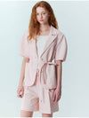 SET_Volume sleeve linen jacket_Bermuda pants_Pink - OPENING SUNSHINE - BALAAN 2