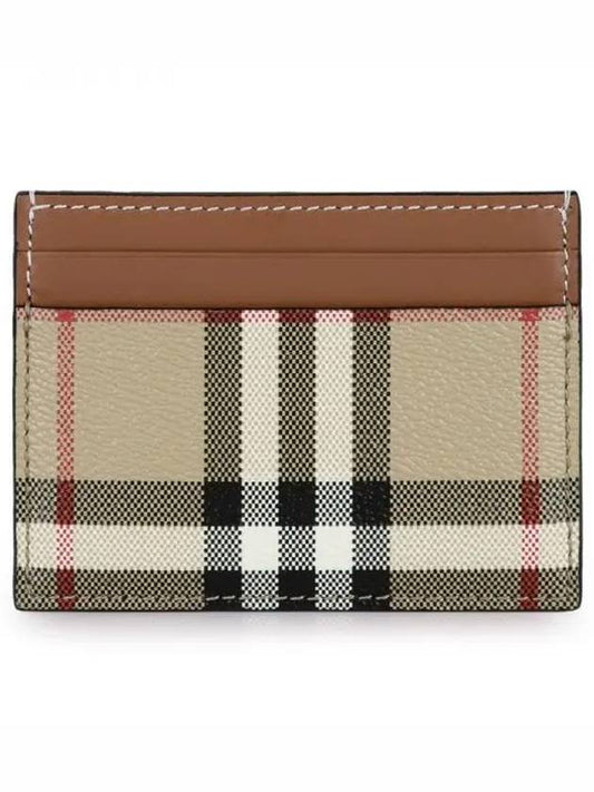 Check Print Leather Card Holder Beige - BURBERRY - BALAAN 2